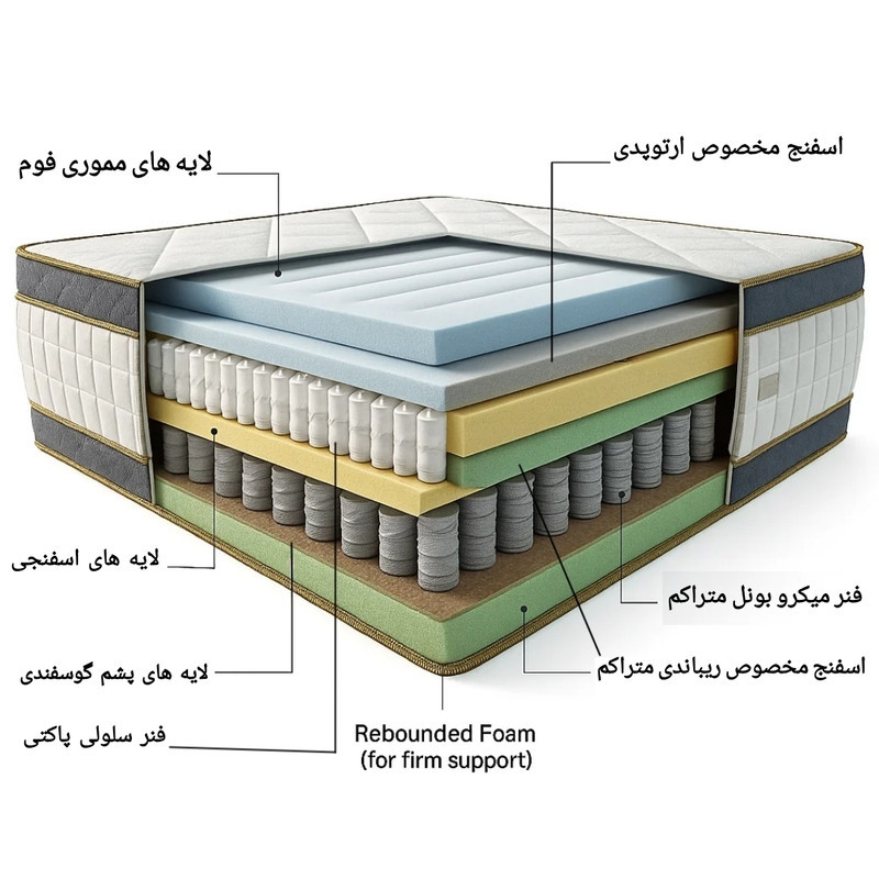 تشک طبی فنری لاین کینگ مدل سوپر کینگ اسلیپ دو نفره سایز 200×180 سانتی متر