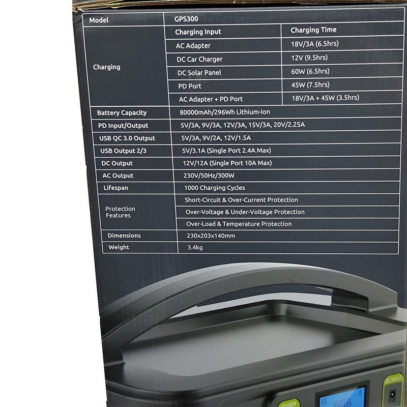 پاور استیشن 300 وات گیزو مدل gps300 ظرفیت 80000 میلی آمپرساعت