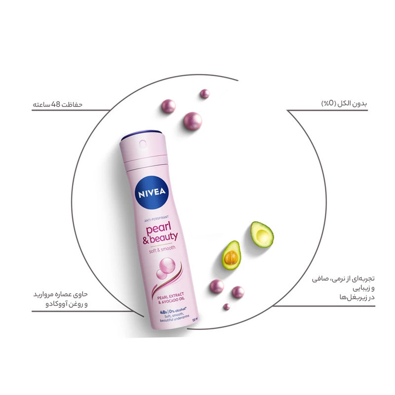 اسپری ضد تعریق زنانه نیوآ مدل Pearl and Beauty Smooth and Soft حجم 150 میلی لیتر