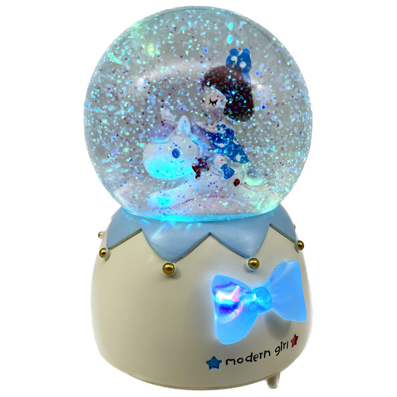گوی موزیکال مدل پمپی modern girl طرح دختر و اسب شاخدار کد PAB7663