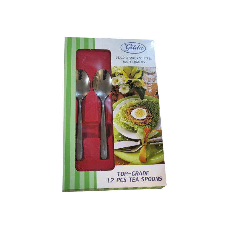 قاشق چای خوری گیلدا مدل دونا براق مجموعه 12 عددی