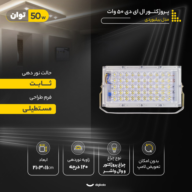 پروژکتور ال ای دی 50 وات مدل بیلبوردی