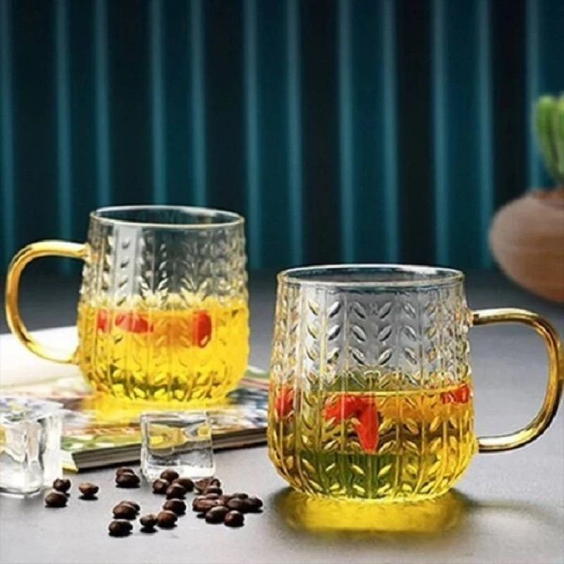 لیوان دسته دار مدل برگ گندم کد RA1369-28 بسته شش عددی