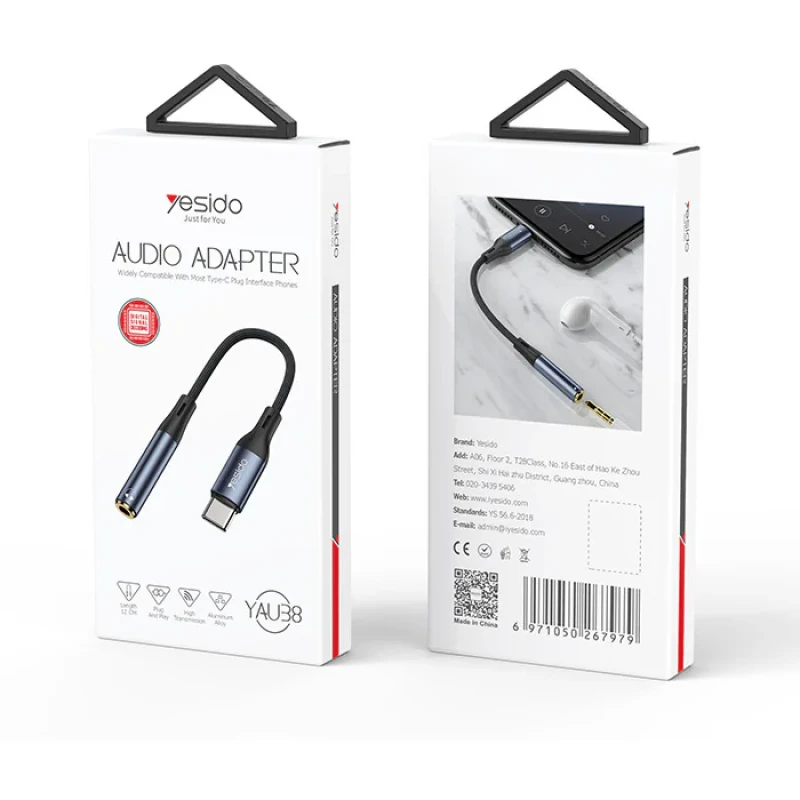 مبدل USB-C به جک 3.5 میلی متری یسیدو مدل YAU-38