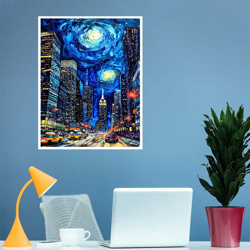 پوستر کارنيکا طرح شب پرستاره فانتزی ون‌گوگ Fantasy Starry Night Van Gogh کد 53865 مجموعه 8 عددی