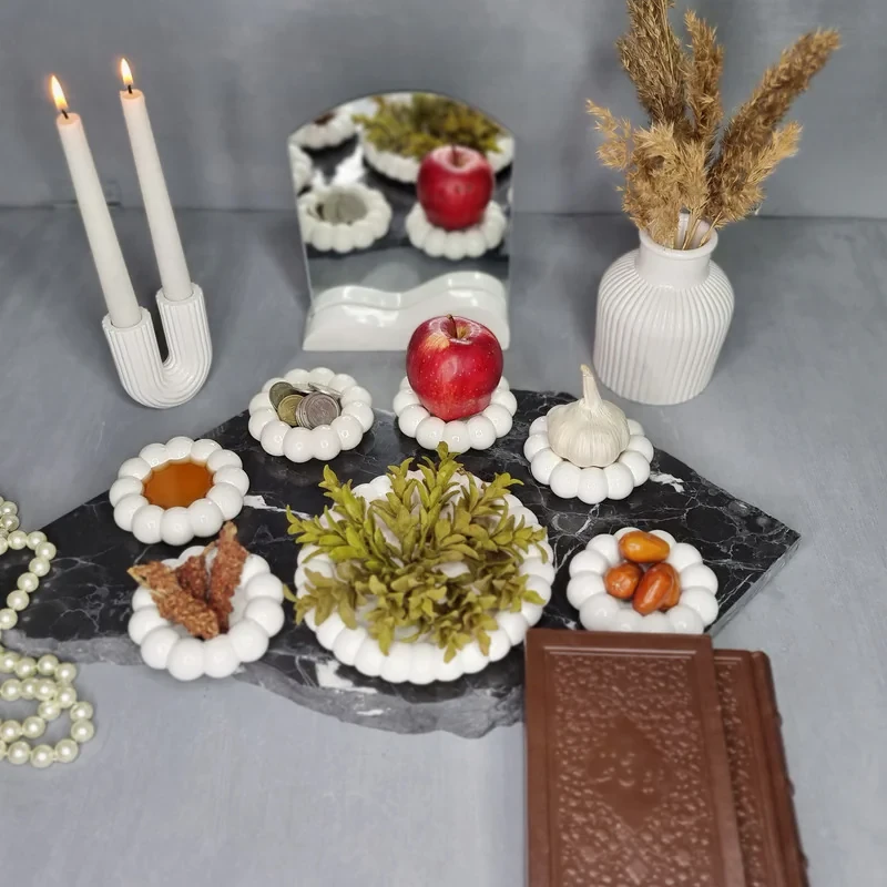 مجموعه ظروف هفت سین 10 پارچه مدل مروارید کد 02