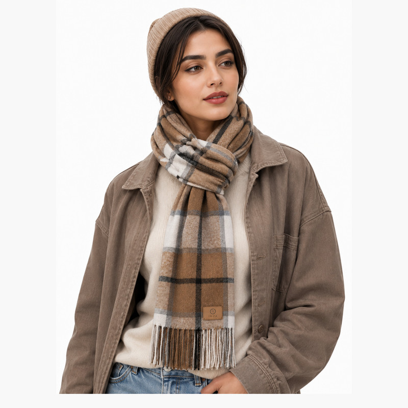 شال گردن مدل چهارخانه پشمی کد2601