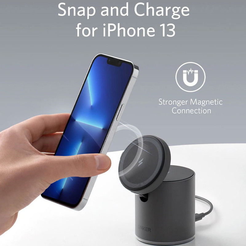 شارژر بی‌سیم 7.5 وات انکر مدل B2568 به همراه شارژر دیواری 20 وات انکر و کابل USB-C به USB-C