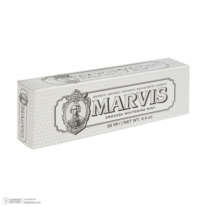 خمیر دندان سفید کننده مارویس مدل Smokers Whitening Mint حجم 85 میلی لیتر