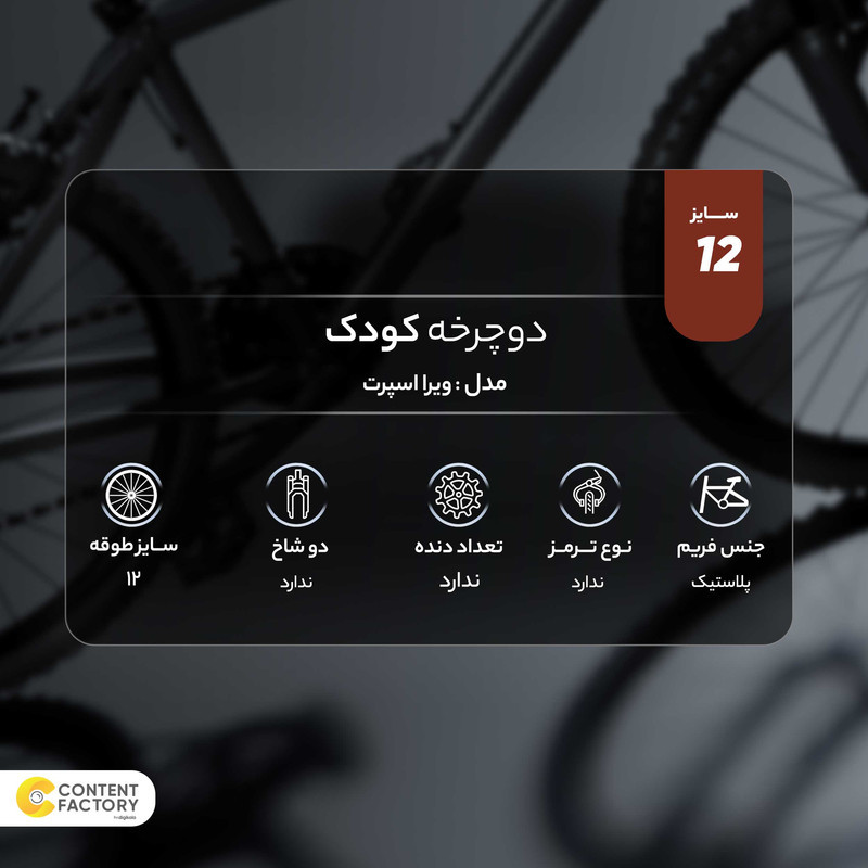 دوچرخه کودک مدل ویرا اسپرت سایز طوقه 12