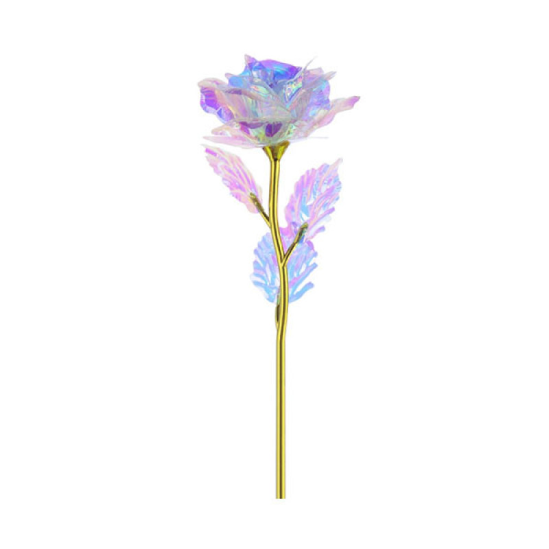 گل مصنوعی رز مدل m01 از جنس PVC با ابعاد 9×9×23 سانتی‌متر و وزن 90 گرم