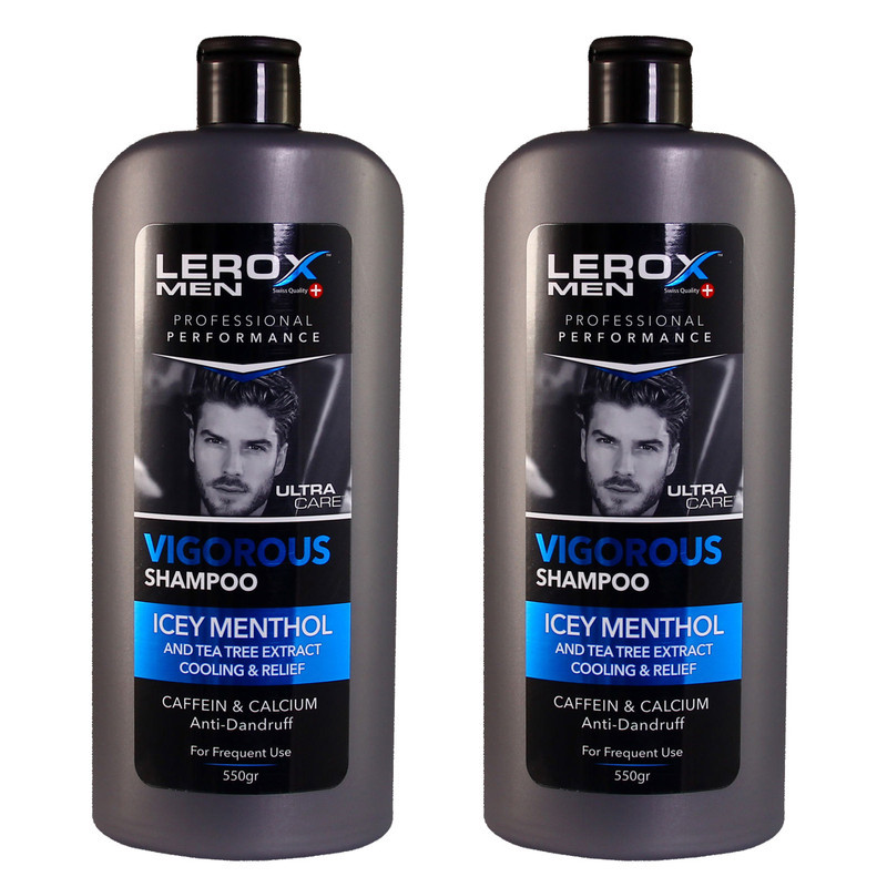 شامپو مو مردانه لروکس مدل ICEY MENTHOL حجم 550 میلی لیتر بسته 2 عددی