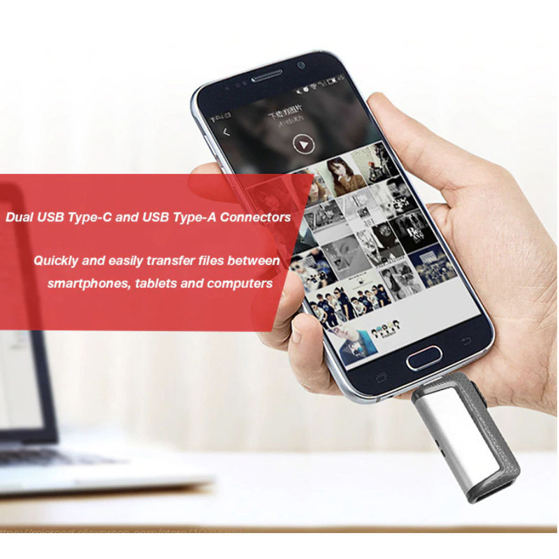 فلش‌مموری سن‌دیسک مدل Ultra Dual Drive USB Type-C ظرفیت 32 گیگابایت با دو درگاه USB3.1 و USB Type-C، سرعت انتقال تا 130 مگابایت بر ثانیه، قابلیت اتصال به گوشی و تبلت، طراحی جمع‌وجور و بدنه ترکیبی فلز و پلاستیک