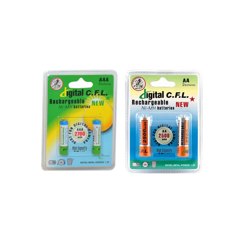باتری قلمی و نیم قلمی قابل شارژ سی.اف.ال مدل 25002700mAh بسته 4 عددی