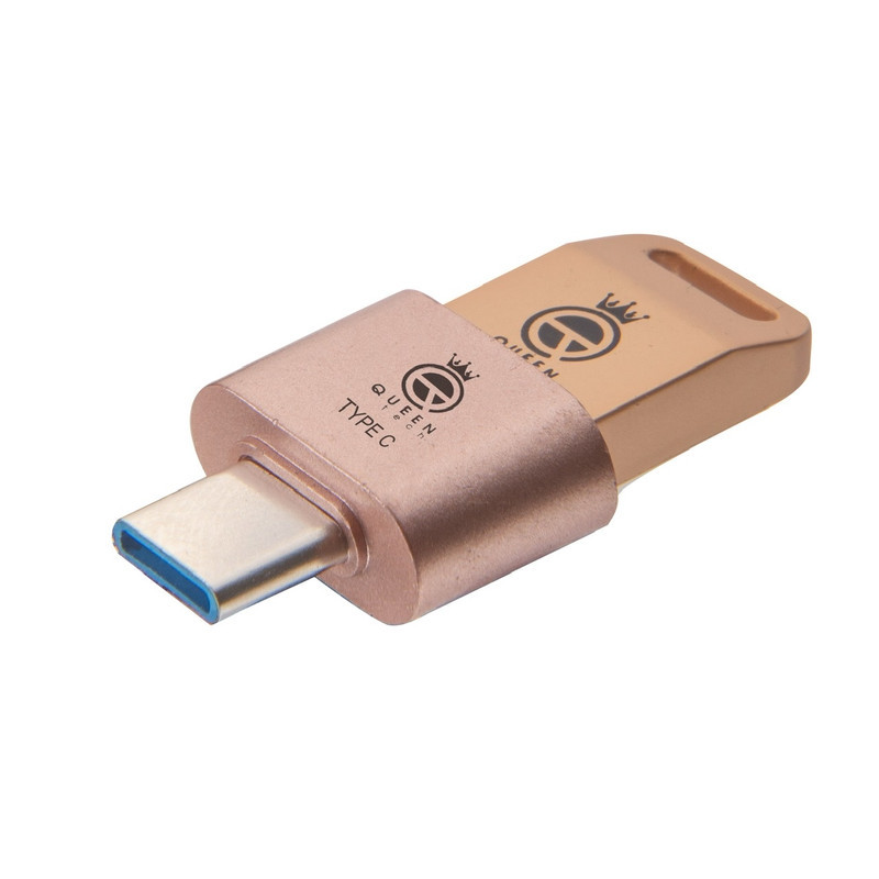 فلش مموری 32 گیگابایت کوئین تک مدل UNIQUE C-PLUS با طراحی ساده و مبدل USB-C