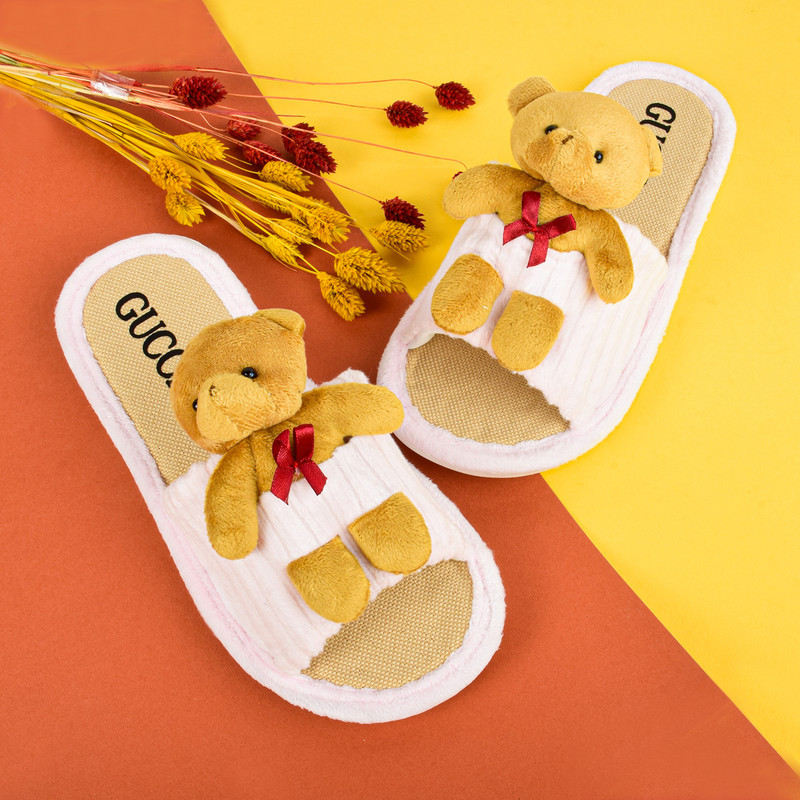 دمپایی حوله ای زنانه مدل TEDDY Bear PK.2986