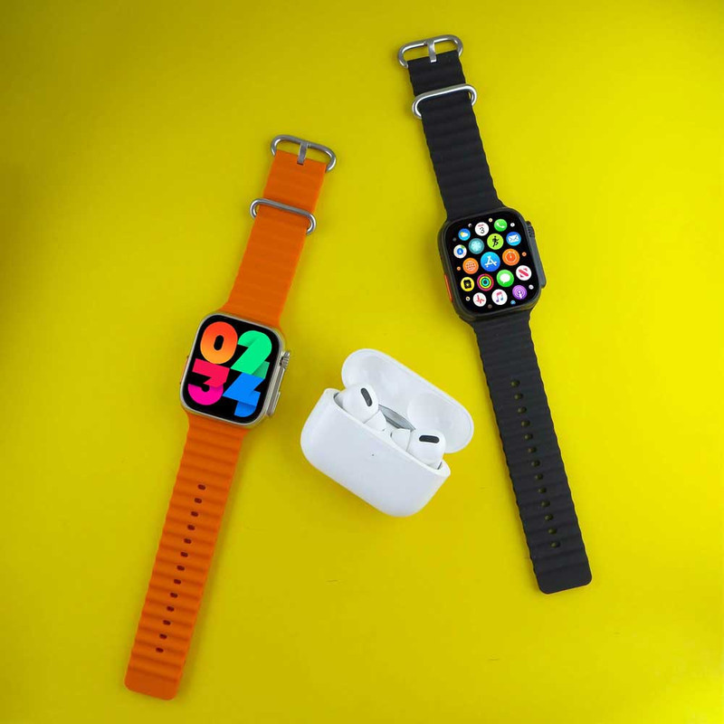 ساعت هوشمند ورنا مدل W49 Ultra with 7 bands and airpod pro دارای قابلیت های کنترل موسیقی (Music Player)، قابلیت مکالمه از طریق بلوتوث، پشتیبانی از زبان فارسی در منو و سیستم‌عامل، قابلیت تغییر طرح ساعت یا تم بند فلز
