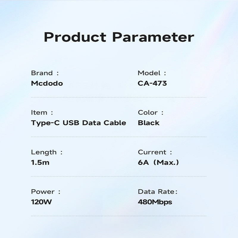 کابل تبدیل USB به USB-C مک دودو مدل 120W Super Charge طول 1.5متر