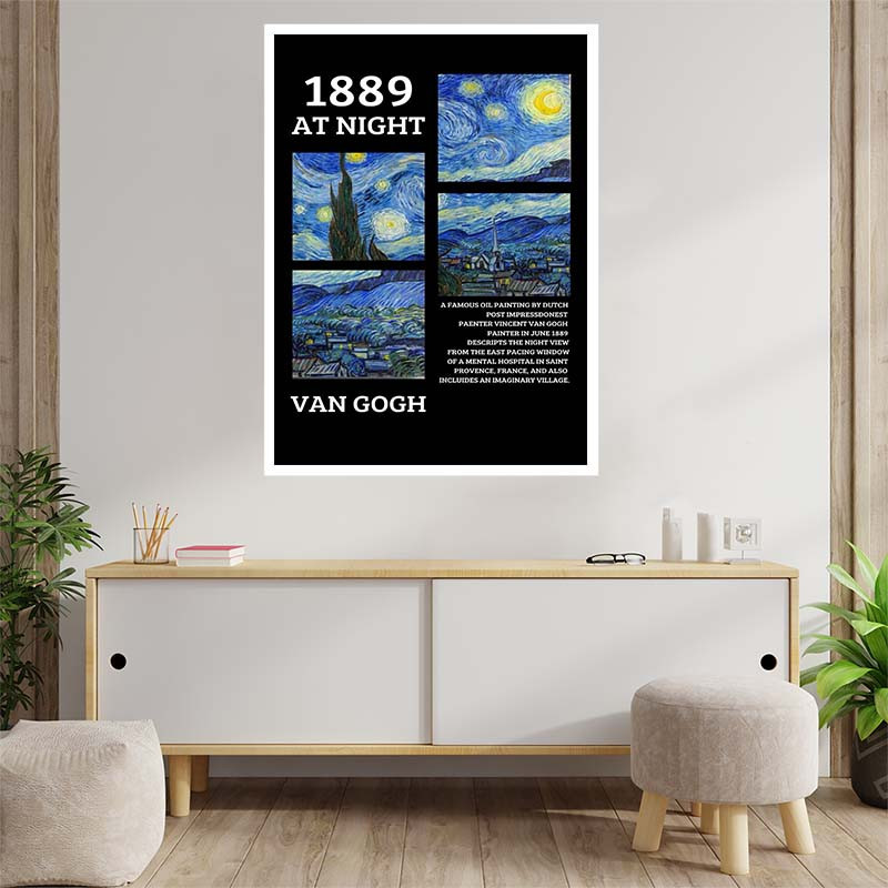 پوستر کارنيکا طرح شب پرستاره فانتزی ون‌گوگ Fantasy Starry Night Van Gogh کد 51303 مجموعه 8 عددی