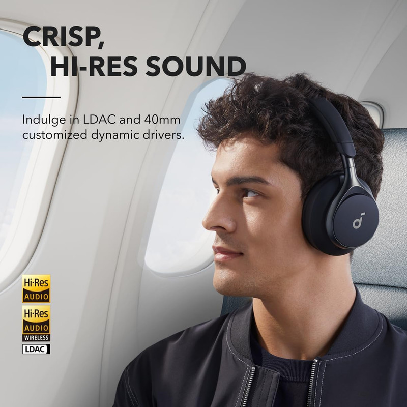 هدفون بی‌سیم انکر مدل Space One با نویز کنسلینگ فعال (ANC)، درگاه شارژ USB Type-C، مقاوم در برابر رطوبت و عرق