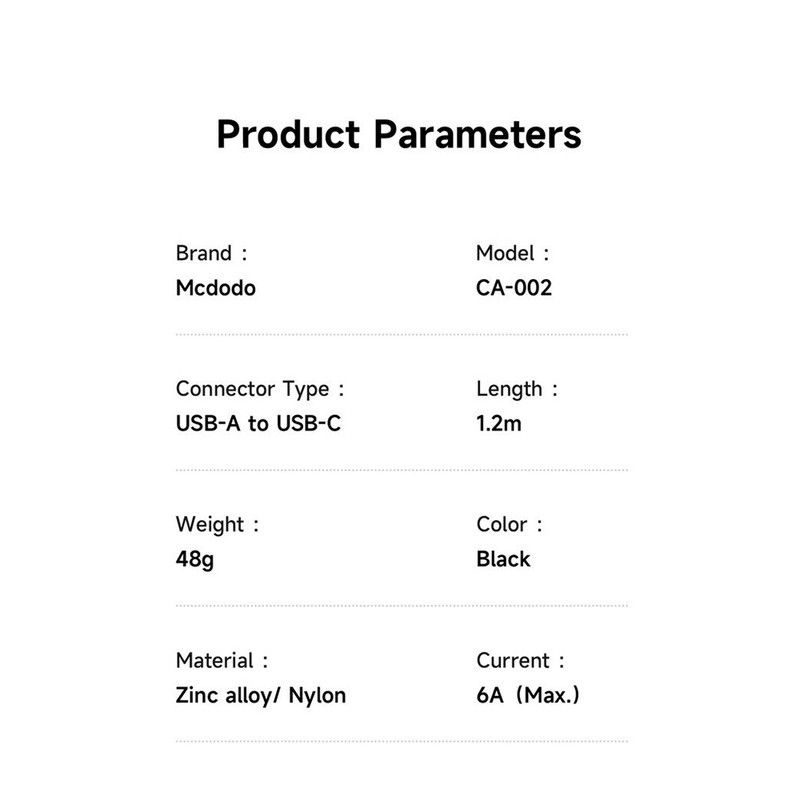کابل تبدیل USB به USB-C مک دودو مدل CA-002 طول 1.2 متر