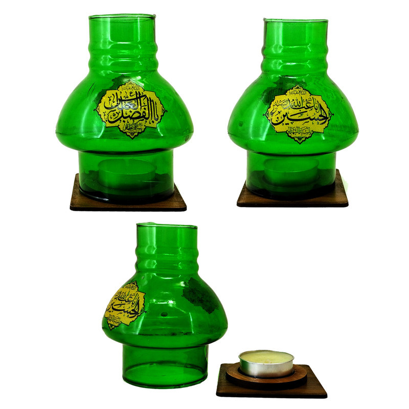 جاشمعی مدل مذهبی پایه چوبی طرح السلام علیک یا اباالفضل ع و السلام علیک یا اباعبدالله ع کد 102667