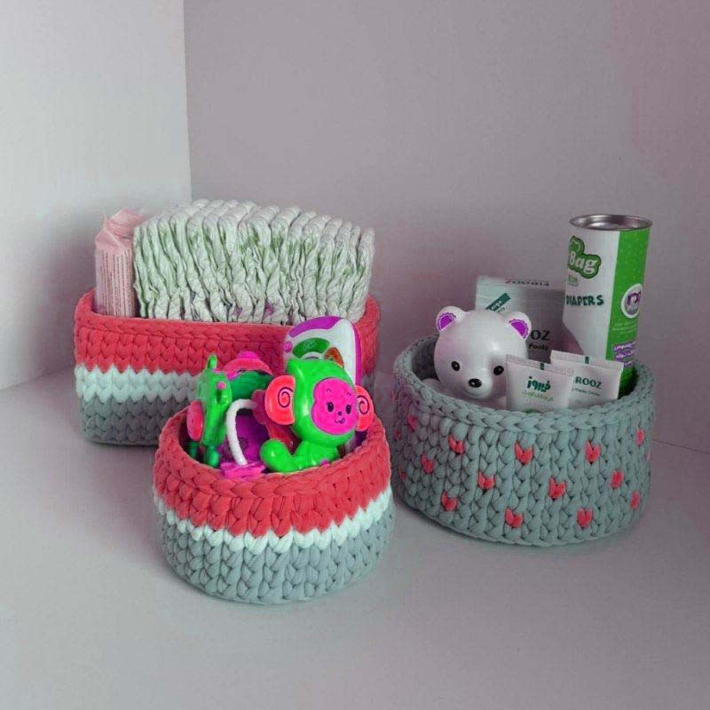ست سبد وسایل کودک مدل Kids Storage Basket-02 مجموعه 3 عددی