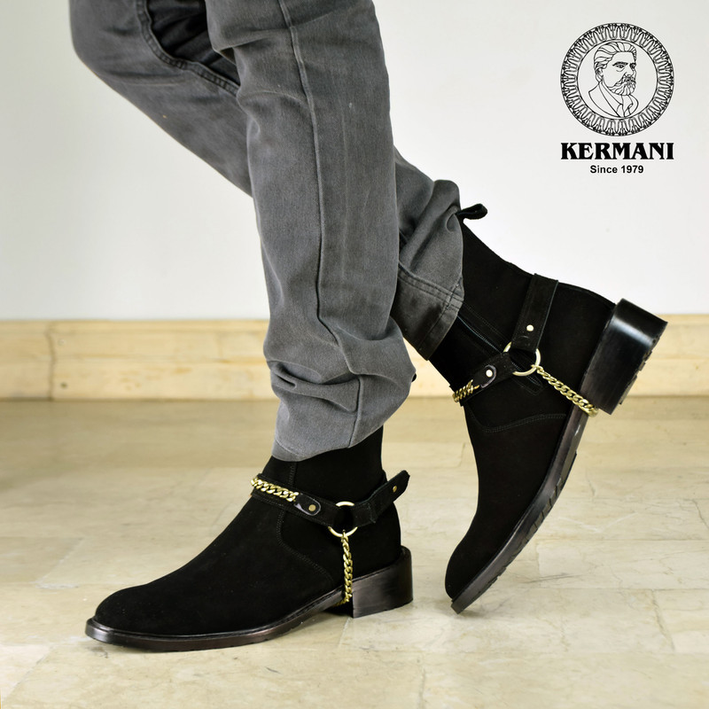 نیم بوت مردانه کرمانی مدل جیر دستدوز طبیعی کد 653