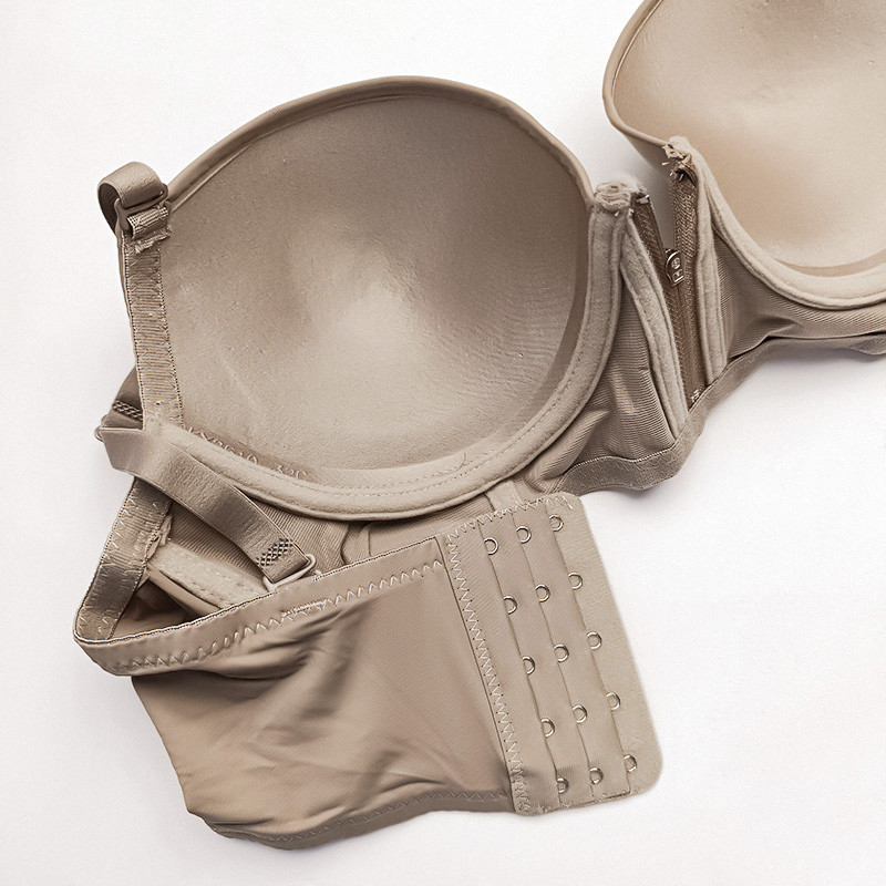سوتین اسفنجی با بند قابل جدا شدن زنانه مدل جلو زیپ دار پایه بلند نیم جک فنردار کاپ C کد 1273