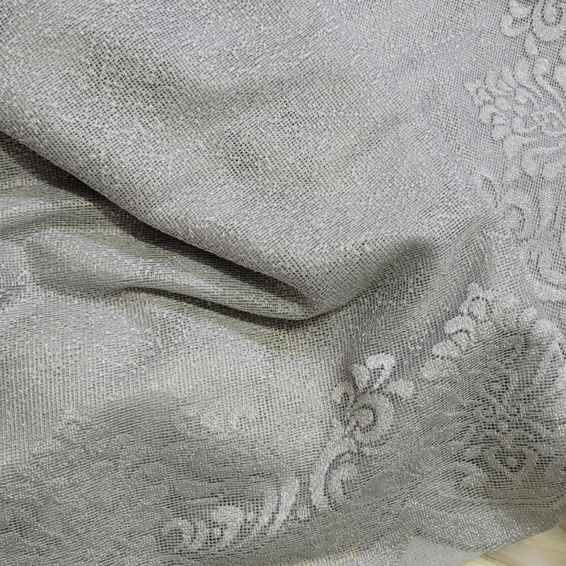 پرده مدل چین ساده تور راشل طرح برفی سایز 580*275 سانتی متر