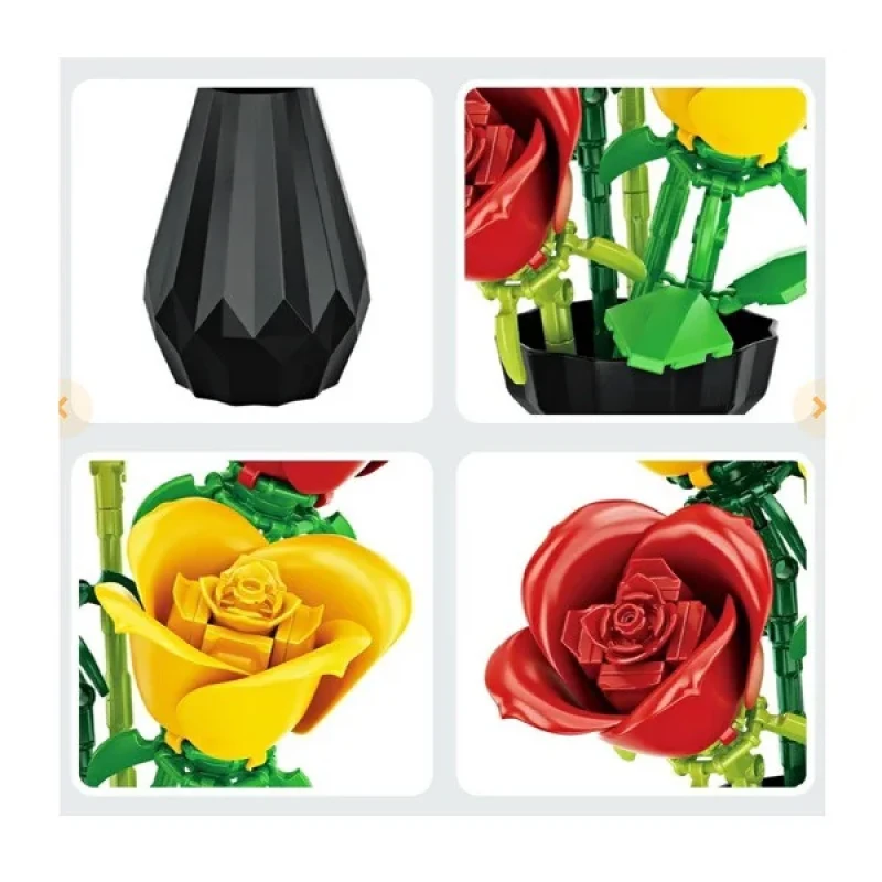 ساختنی 249 تکه مدل گلدان گل رز ROSES کد 3026