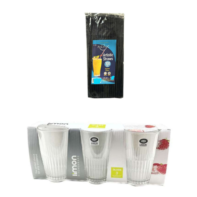 لیوان لیمون مدل شیاردار کد 350Ml بسته 3 عددی