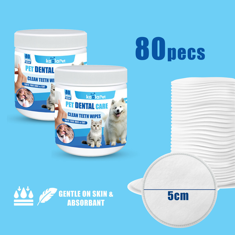 دستمال مرطوب بهداشت دندان حیوانات کوالاپت مدل dental Wipes01 بسته 80 عددی