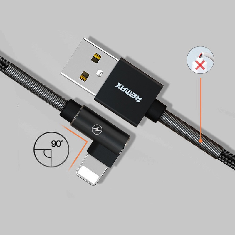 کابل تبدیل USB به لایتنینگ ریمکس مدل Ranger-90 degree طول 1 متر