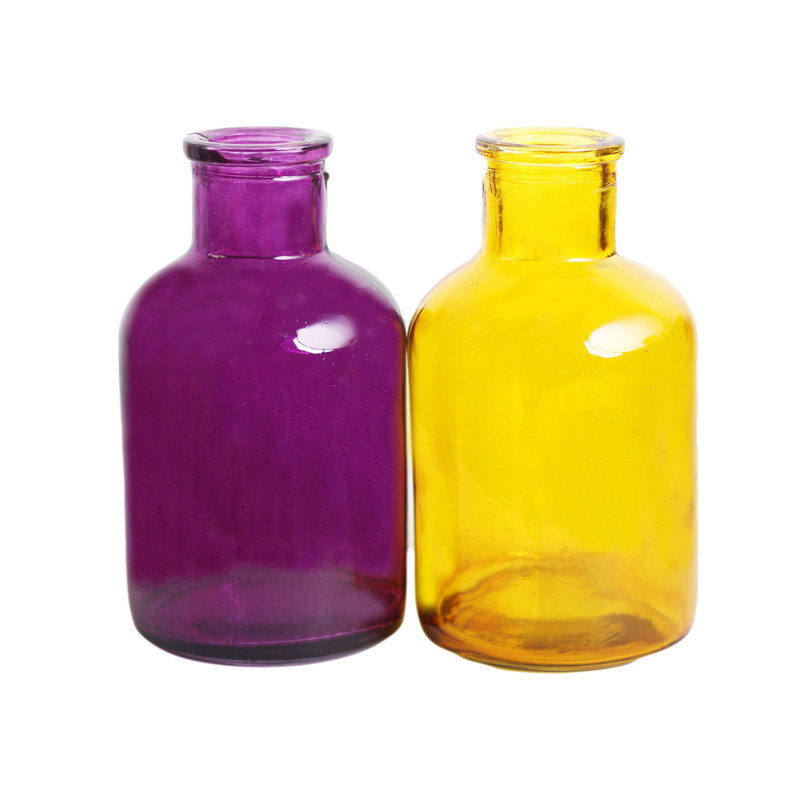 گلدان دکوری شیشه‌ای مدل SD21 بسته 2 عددی مناسب قلمه‌زنی گیاهان و گل‌های طبیعی و خشک ابعاد 13×7×7 سانتی‌متر وزن 200 گرم