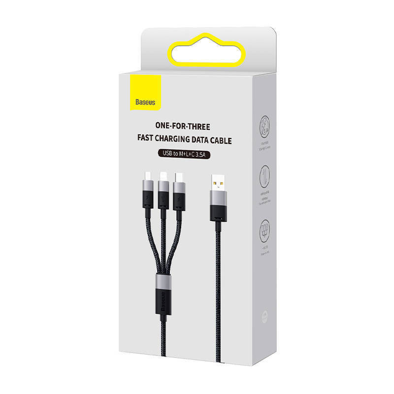کابل تبدیل USB به لایتنینگUSB-CmicroUSB باسئوس مدل Star Speed طول 1.2 متر