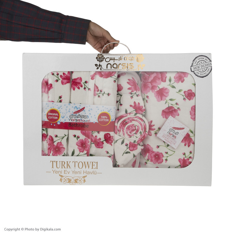 سرویس حوله پالتویی 4 تکه نارسیس طرح سارا سایز 125