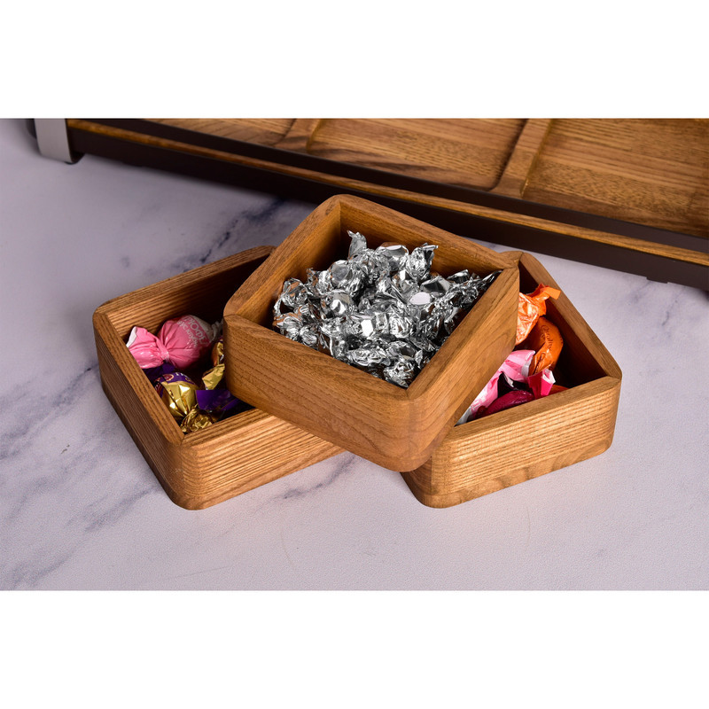 اردوخوری بی‌وی‌کی 3 خانه طرح مجستیک کد 452203، جنس چوب، مناسب سرو و پذیرایی، شستشو با دست