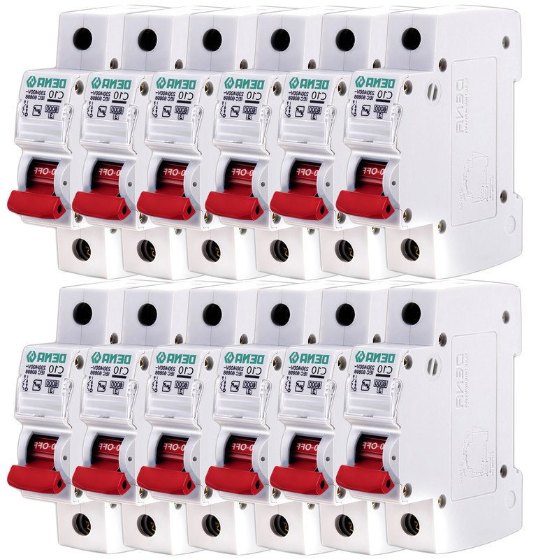 فیوز مینیاتوری تک فاز 10 آمپر دنا الکتریک ایرانیان مدل C10-6KA-12Pcs بسته 12عددی