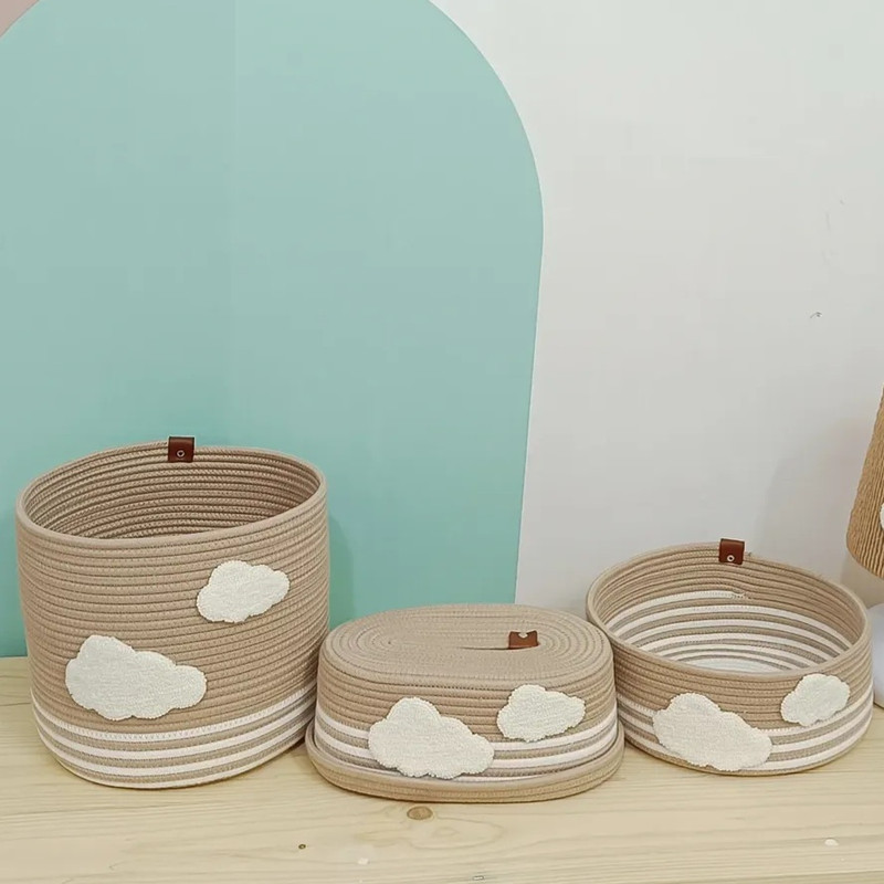 ست سطل و جای دستمال کاغذی مدل ابر مجموعه 3 عددی