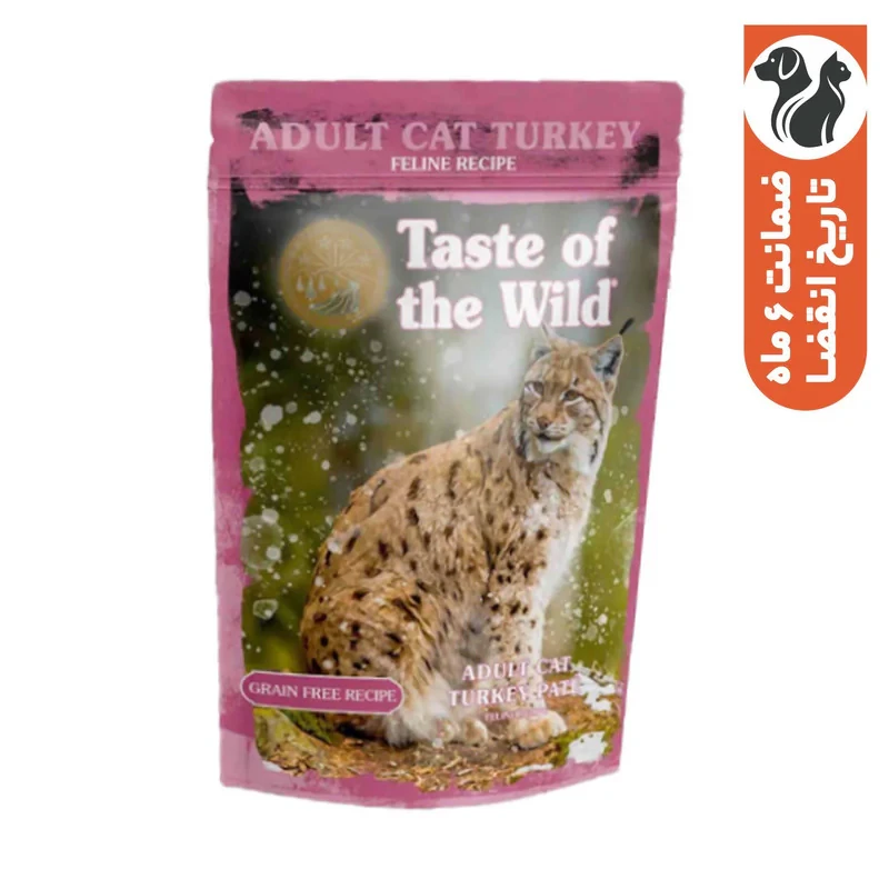 پوچ گربه بالغ تیست آف ویلد مدل Turkey Sterilised Cats Pate طعم بوقلمون وزن ۸۵ گرم