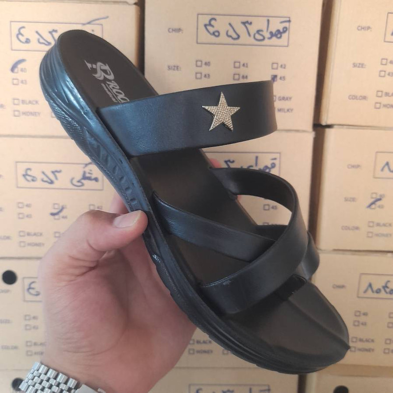 دمپایی لاانگشتی مردانه چرم مصنوعی مدل طبی روز اذرخش
