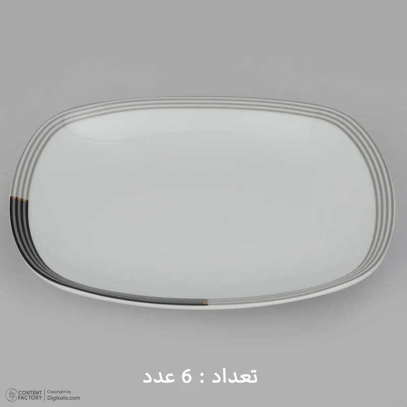 سرویس غذاخوری 27 پارچه چینی زرین ایران سری کواترو مدل وگاس اوریت درجه یک