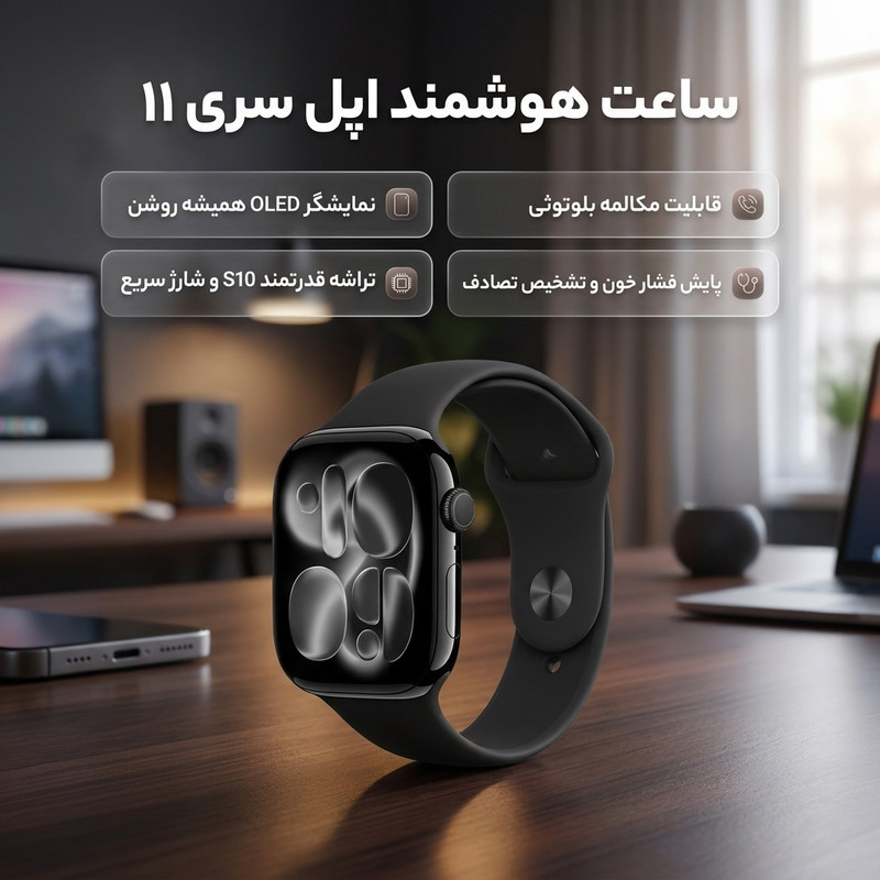 ساعت هوشمند 42 میلی متری اپل مدل Series 11 Aluminum Case با بند سیلیکونی