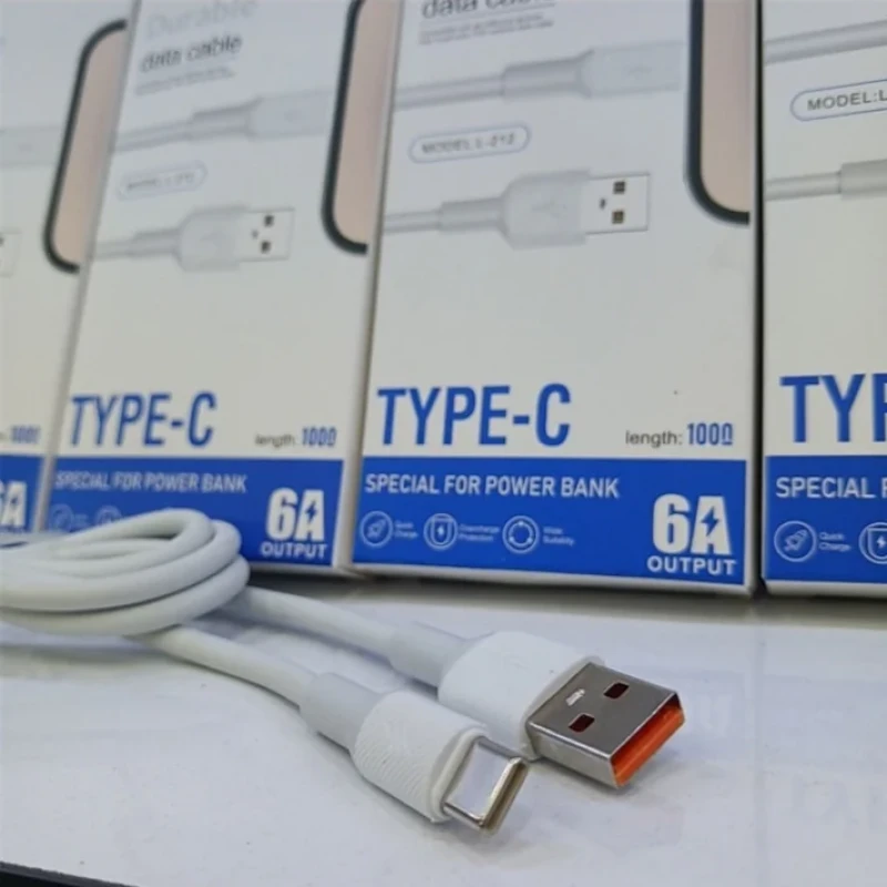 کابل تبدیل USB به USB-C لول مدل FAST CHARGE 6A DATA CABLE طول 1 متر