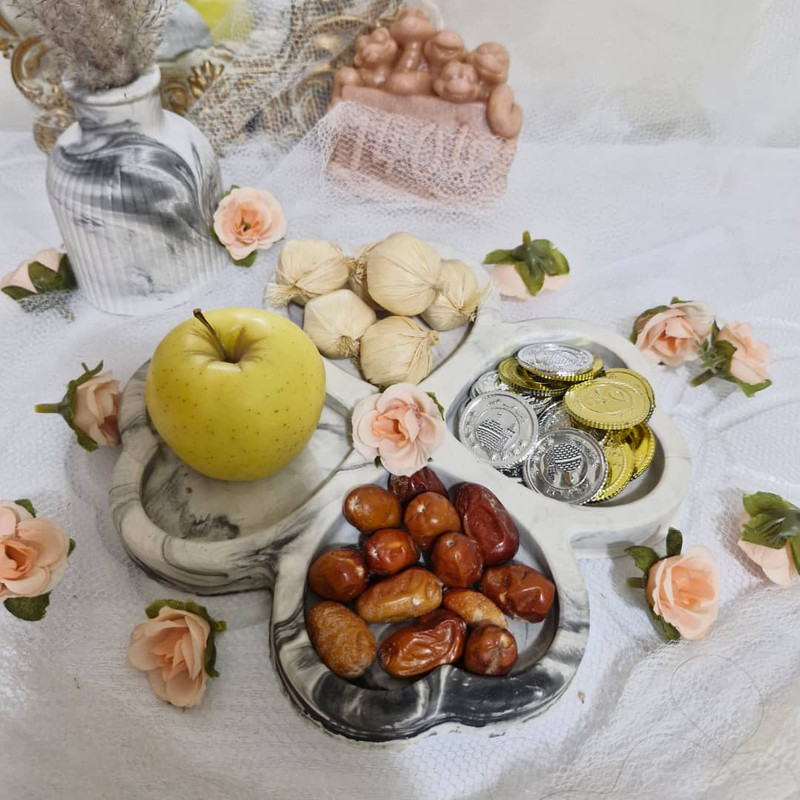 ست هفت‌سین سنگی چهار تکه مدل قلبی