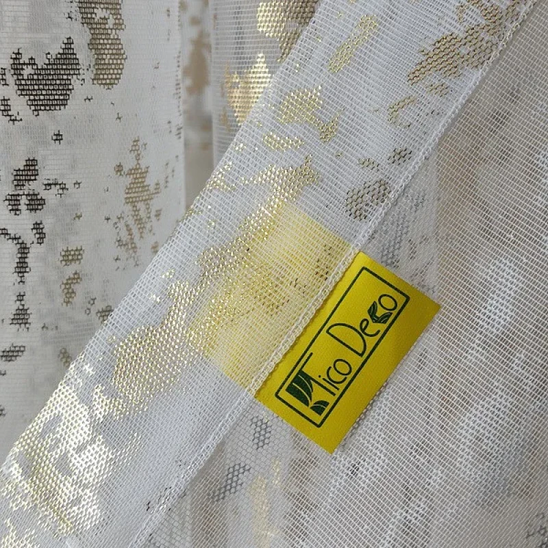 پرده تیکو دکو مدل دوخت ساده حریر ژورژت طلاکوب سایز 280x400 سانتی‌متر