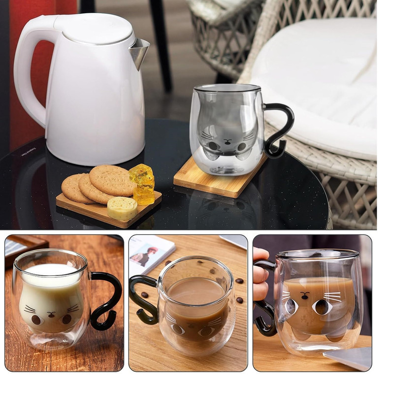 لیوان طرح دوجداره مدل گربه کد 1369n 100