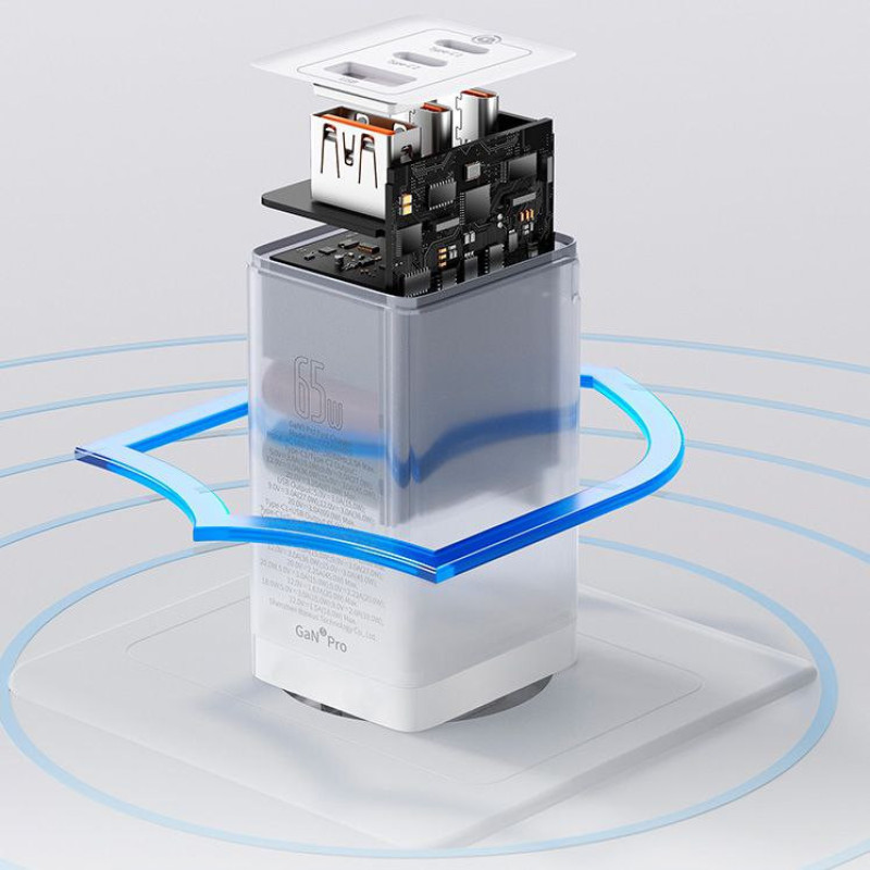 شارژر دیواری 65 وات باسئوس مدل GaN5 Pro Fast Charger به همراه کابل USB-C