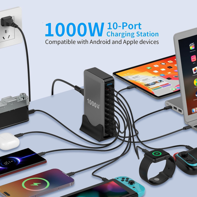 شارژر رومیزی 1000 وات 10 پورت مدل YMX-1000W